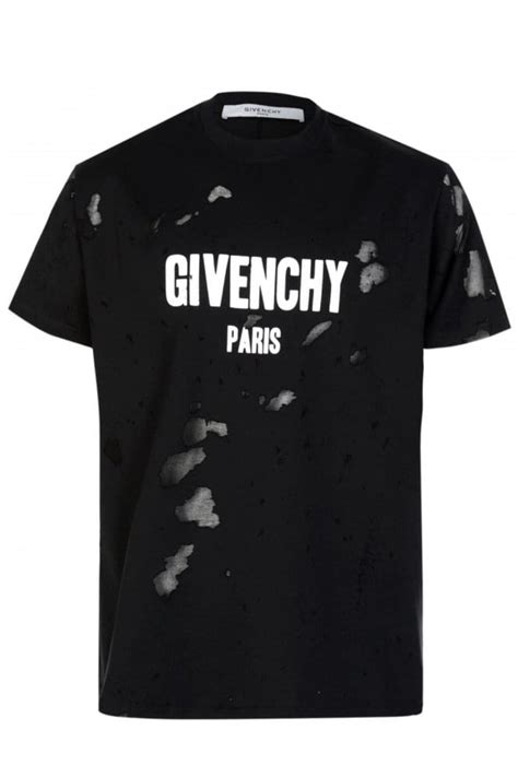 givenchy paris distressed t shirt|Givenchy t shirt with holes.